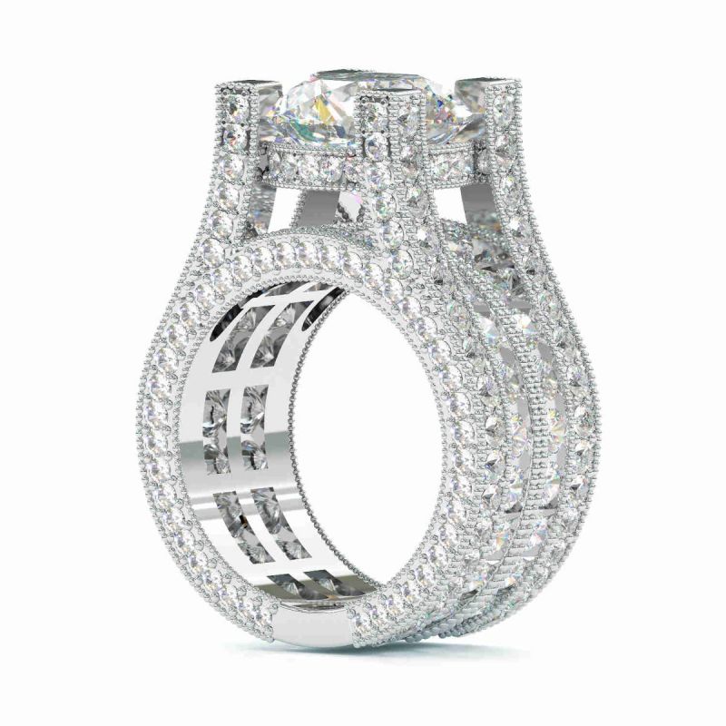 3ct Round Cut White Sapphire Engagement Ring