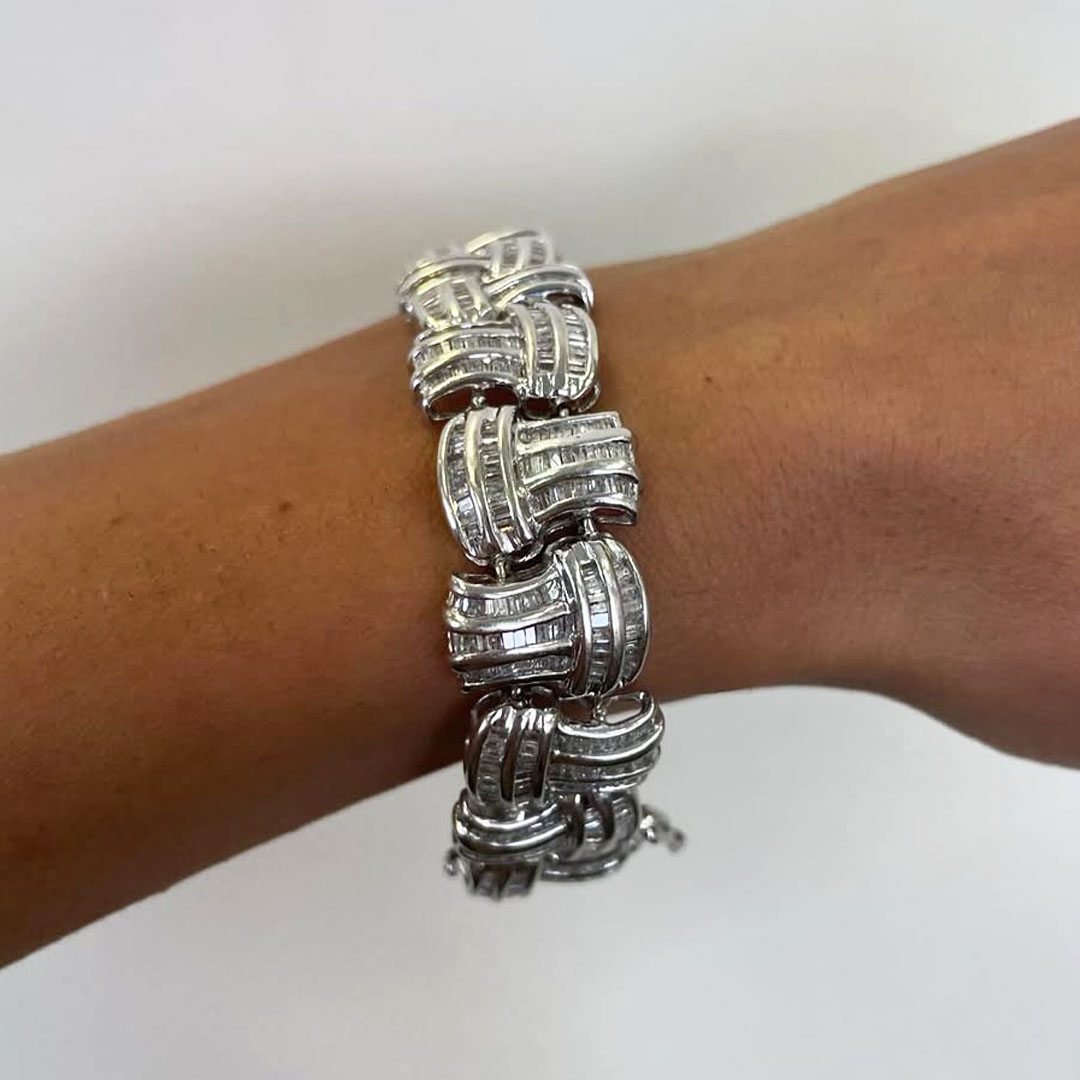 Stunning Tapered Baguette Cut Diamond Bracelet