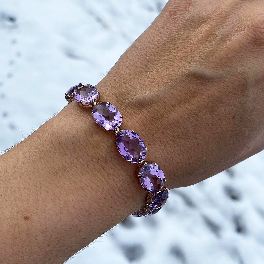 Oval Cut Amethyst Sapphire Bracelet