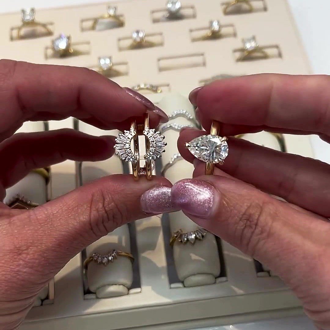 4ct Pear Cut White Sapphire Wedding Set