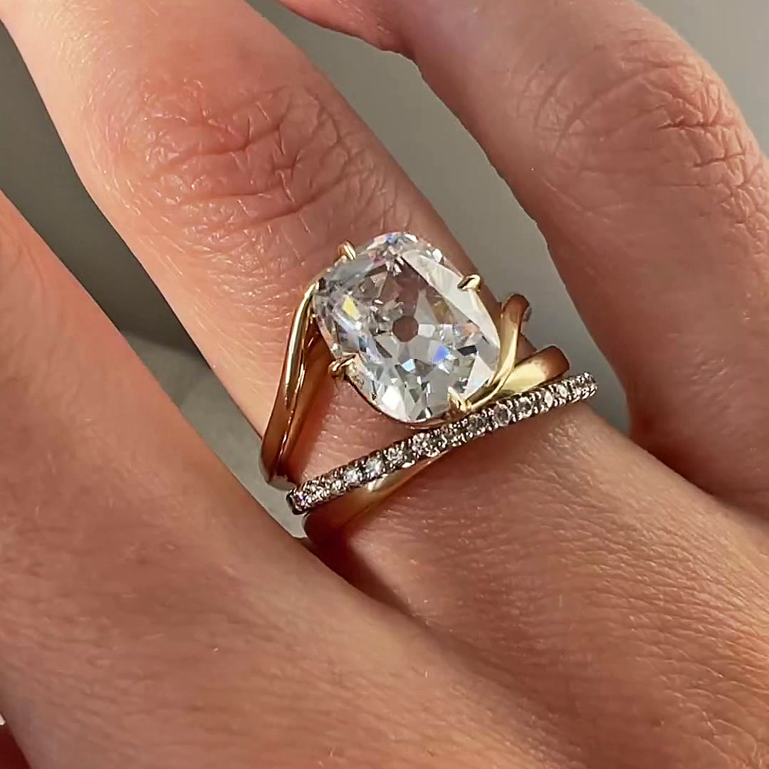 5ct Cushion Cut White Sapphire Wedding Set