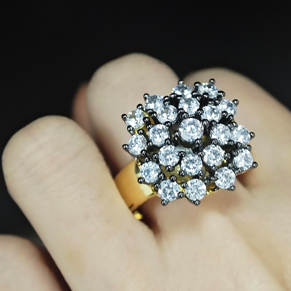 Fashion Round Cut White Sapphire Rings&Earrings Set/2pcs