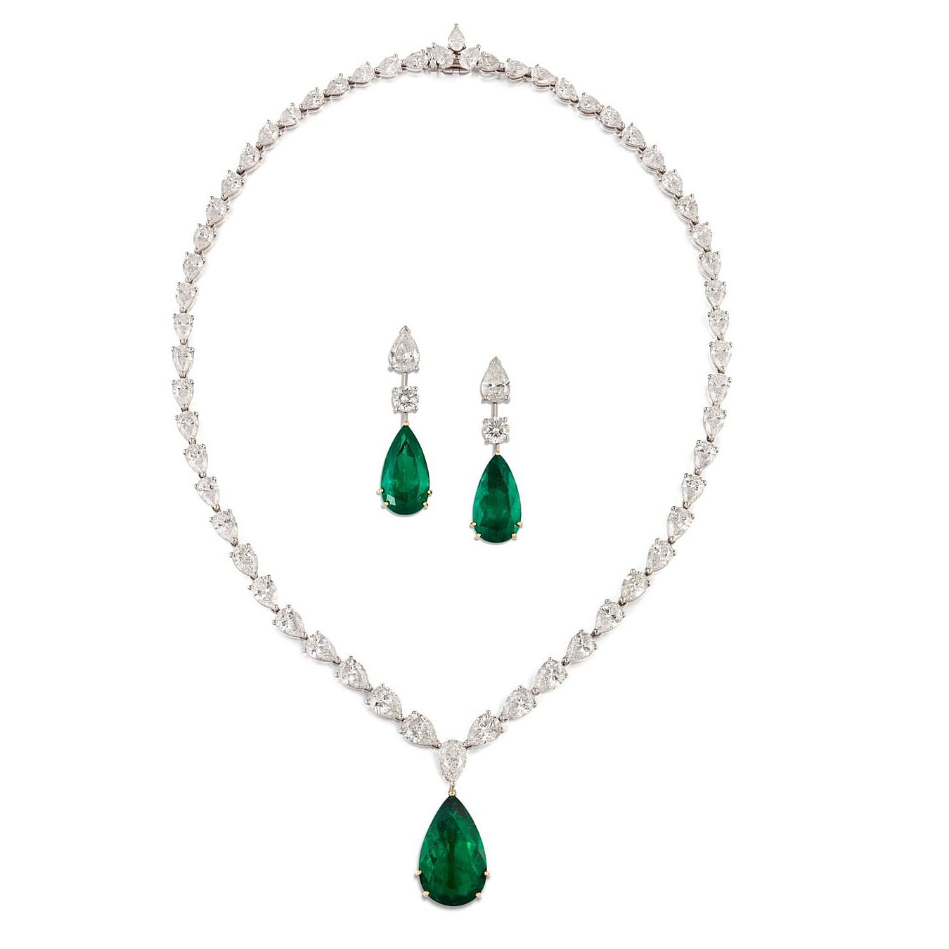 Pear Cut Emerald Sapphire Choker Necklace