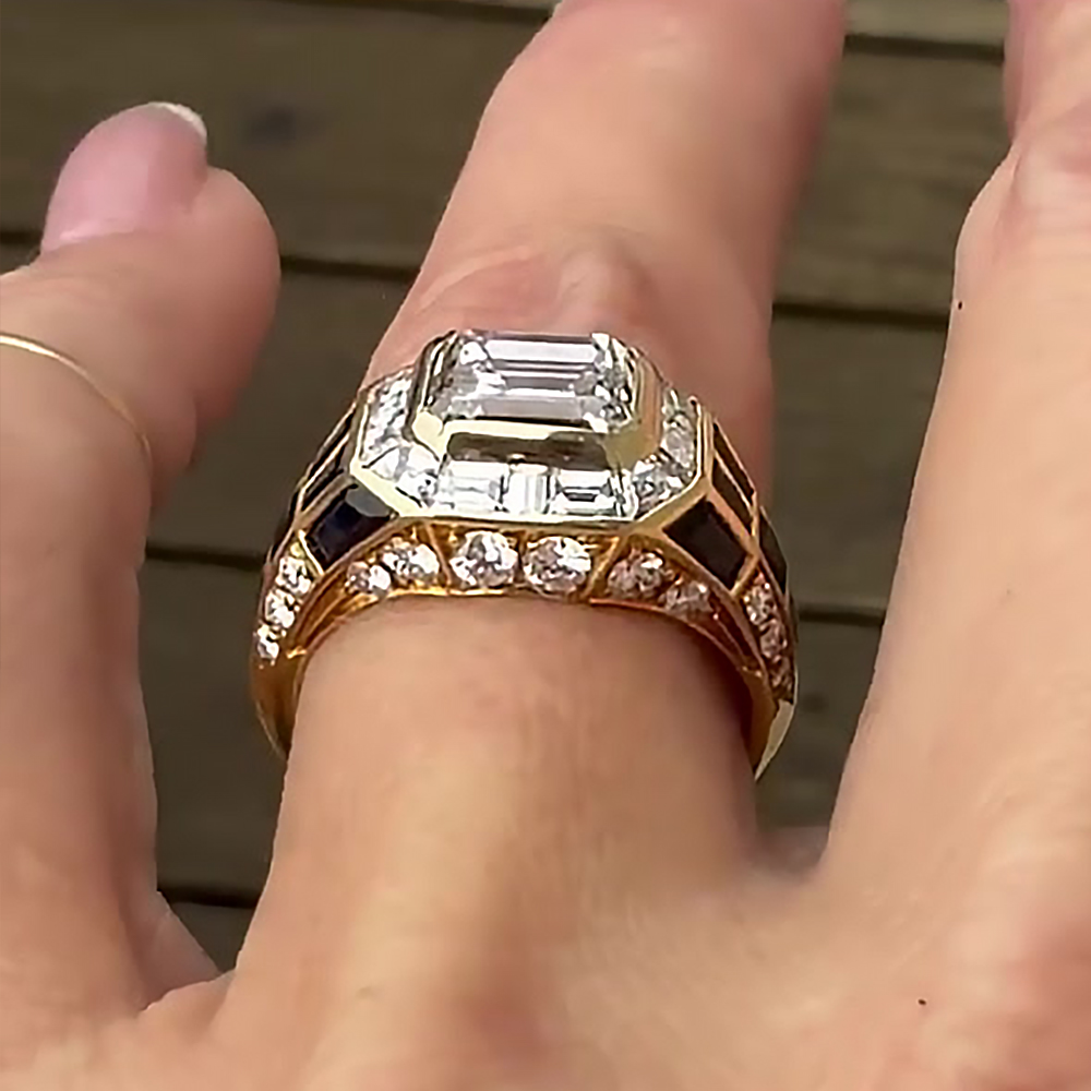 Emerald Cut White Sapphire Engagement Ring