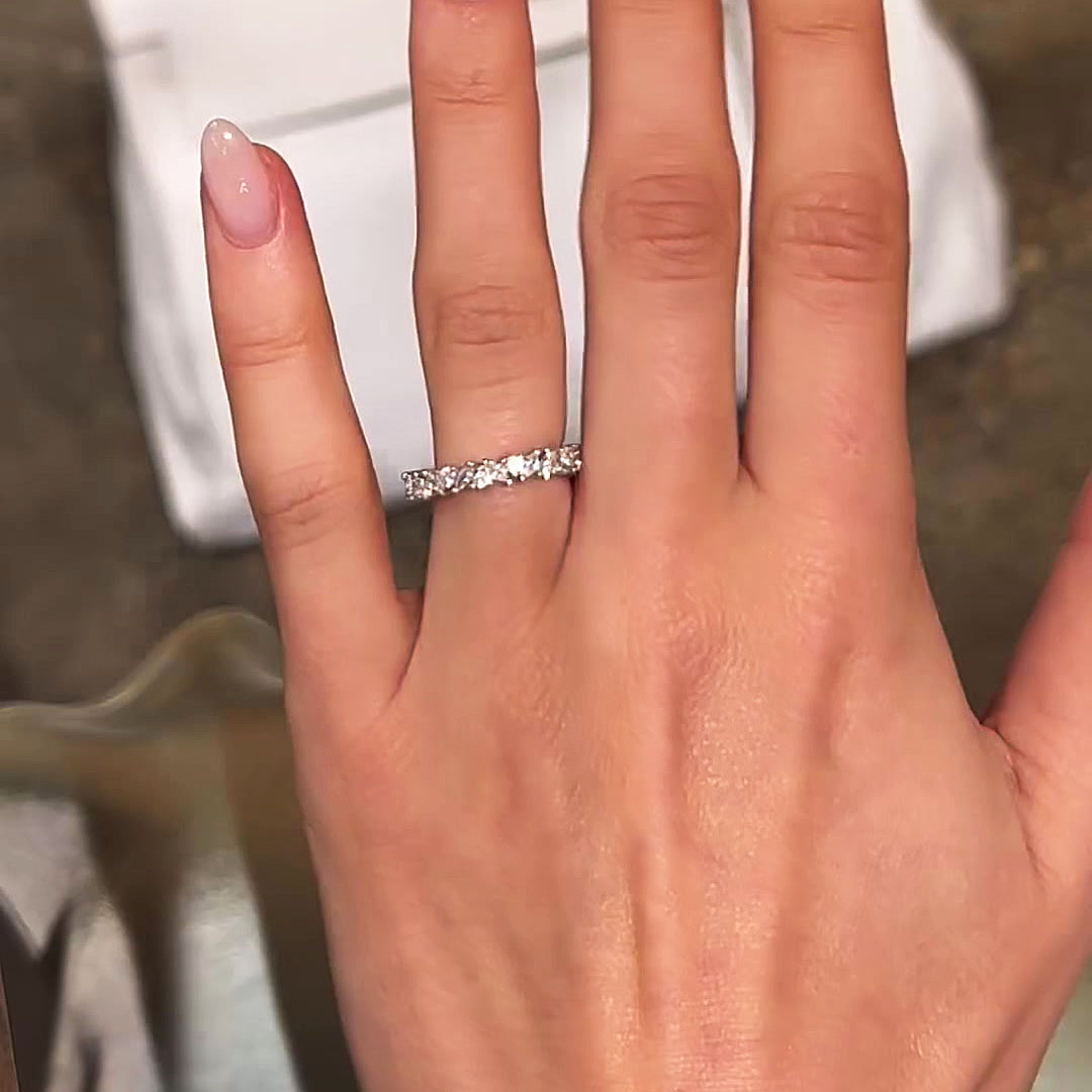 1.5ct Round Cut White Sapphire Wedding Set / 4pcs