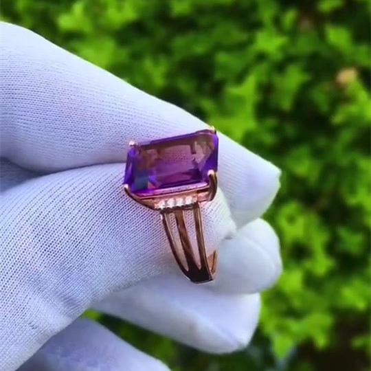 6ct Emerald Cut Amethyst Sapphire Engagement Ring