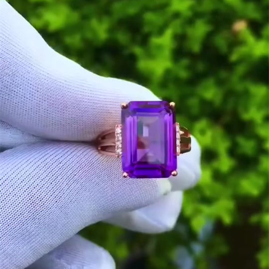 6ct Emerald Cut Amethyst Sapphire Engagement Ring