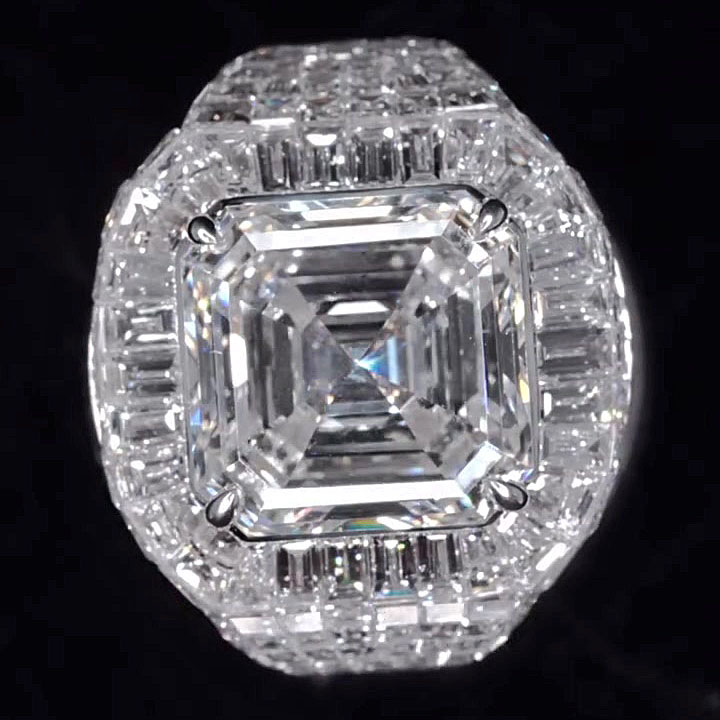 7ct Asscher Cut White Sapphire Men's Engagement Ring