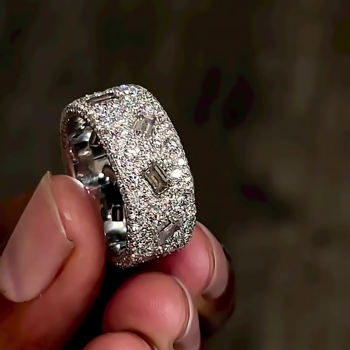 8.95ct Round&Emerald Cut White Sapphire Eternity Ring