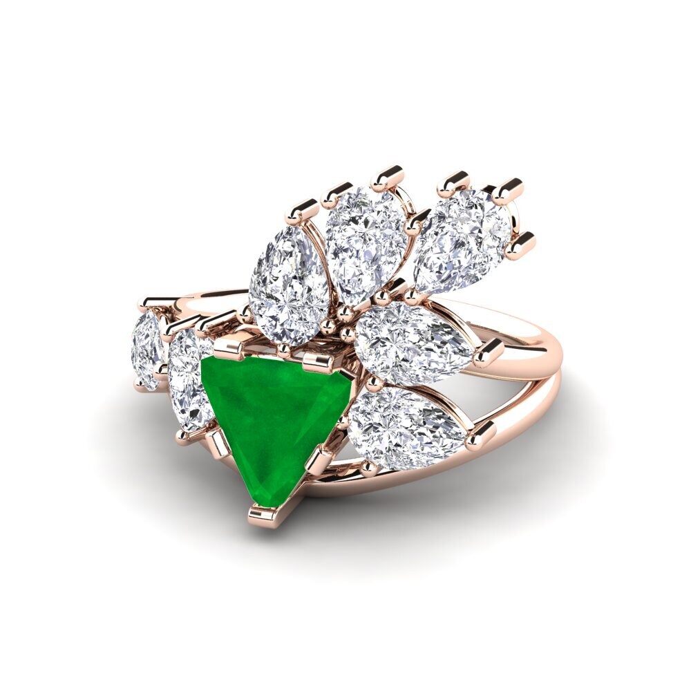 1.2ct Triangular Cut Emerald Rose Gold Engagement Ring