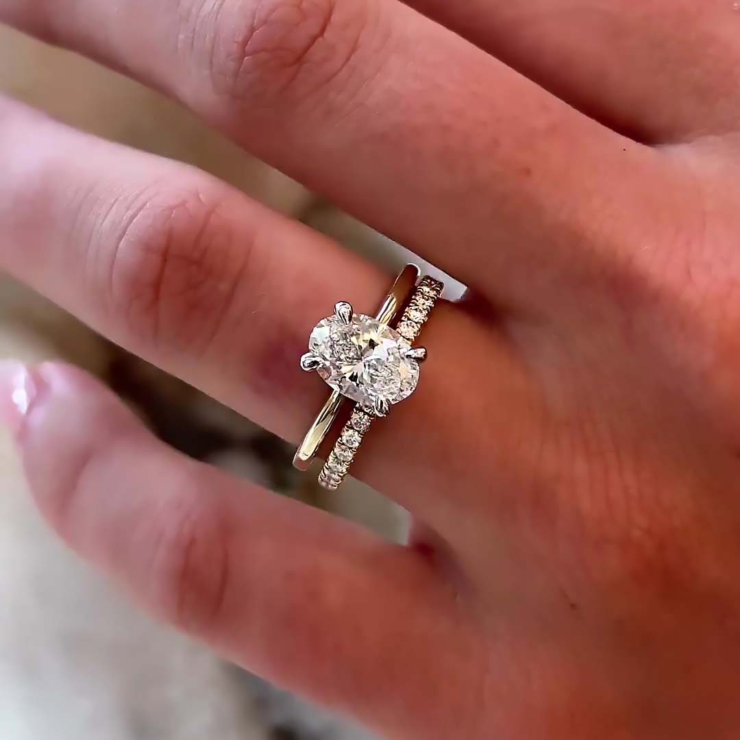 2ct Oval Cut White Sapphire Wedding Set