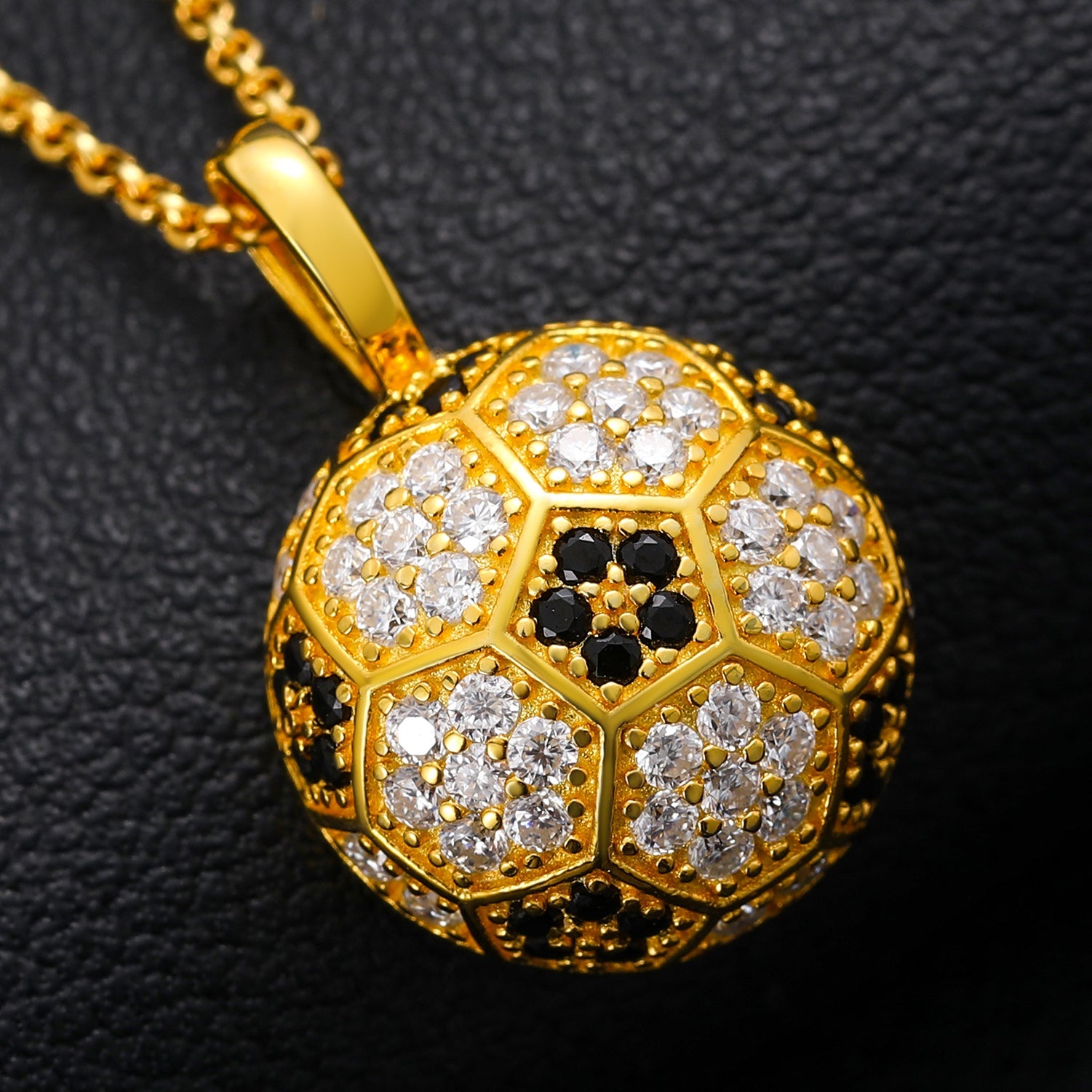 3D Soccer Ball Sport Pendant Necklace (Platinum / Gold Options, Single Piece Sale)