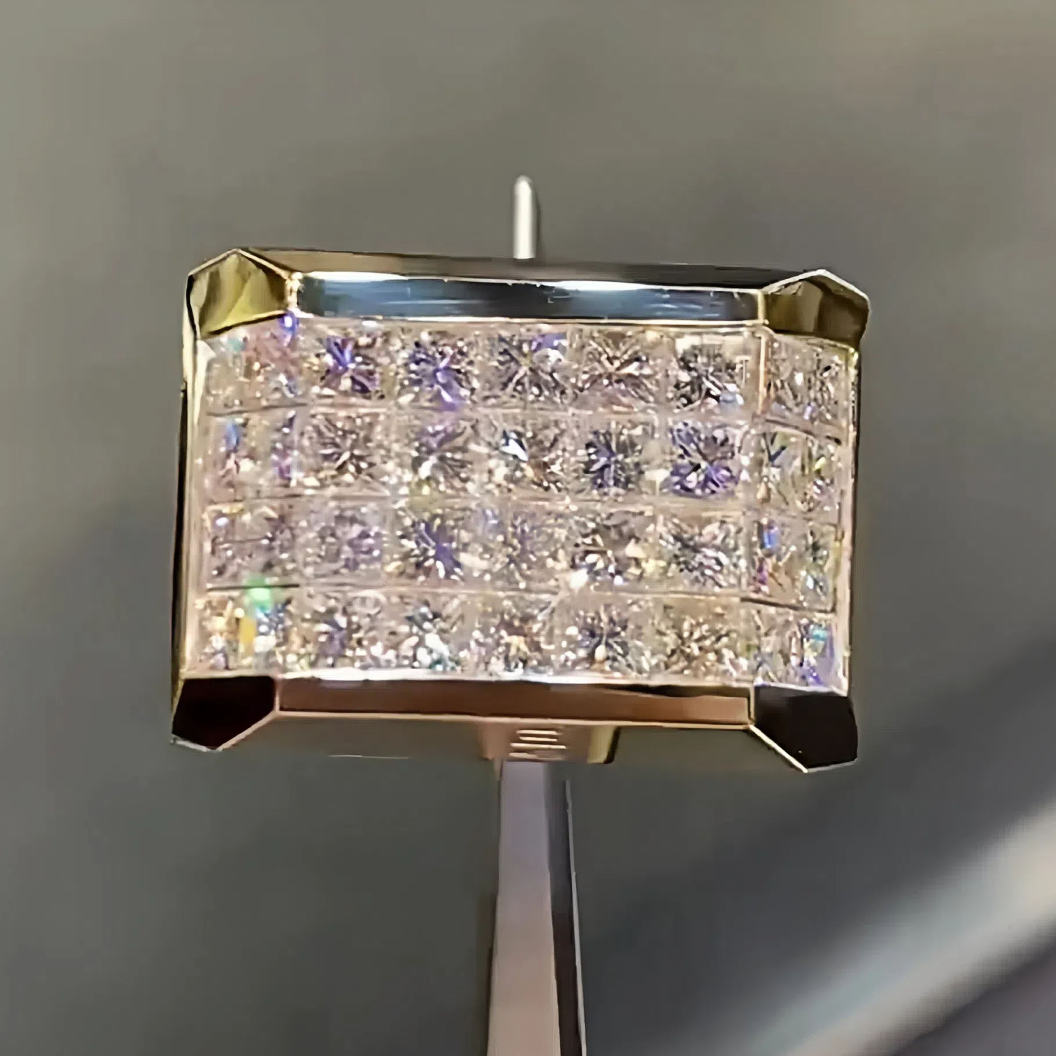 5.5ct Princess Cut White Sapphire Invisible Setting Men's Ring