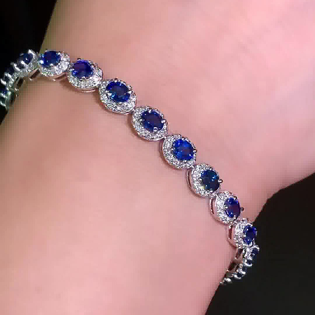 Oval Cut Blue Sapphire Bracelet