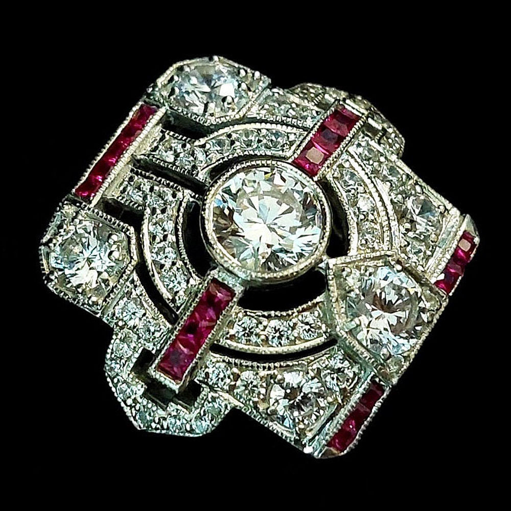 Art Deco 1ct Round Cut White Sapphire Cocktail Ring