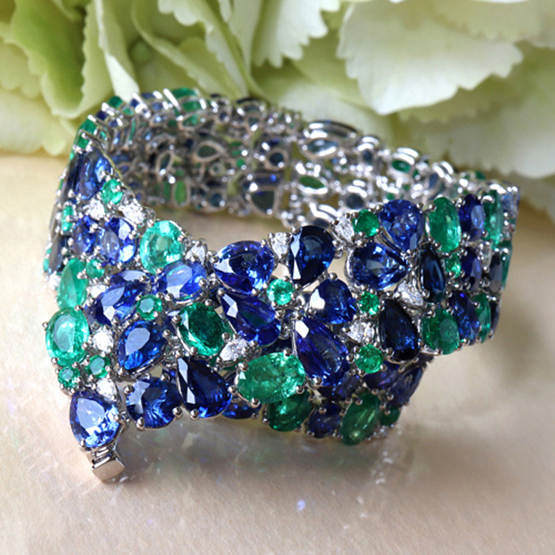 Two Tone Sapphire&Emerald Bracelet