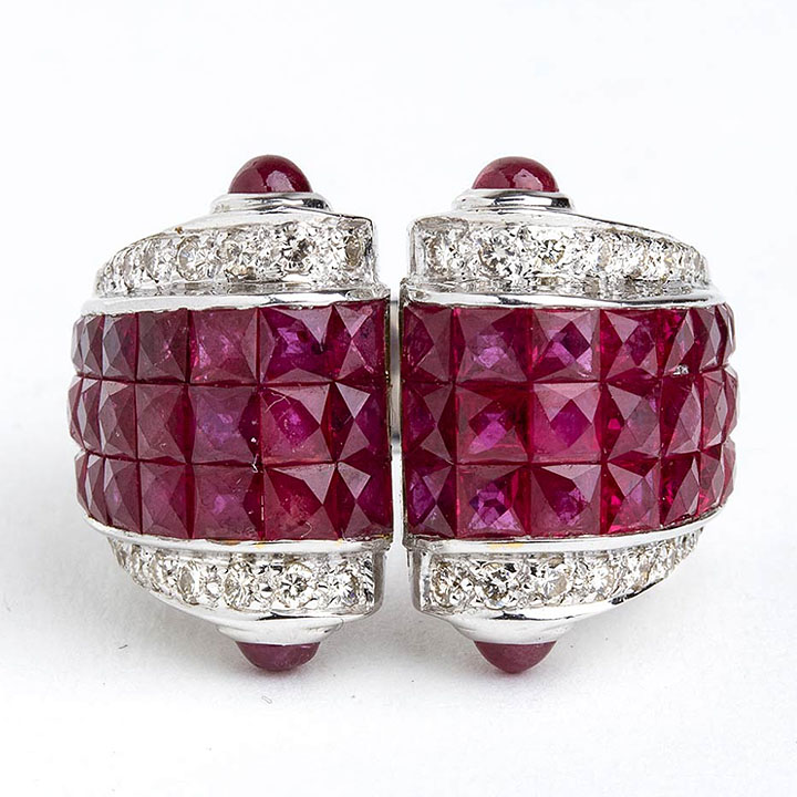 10.35ct Open Design Princess Cut Ruby Sapphire Wedding Band