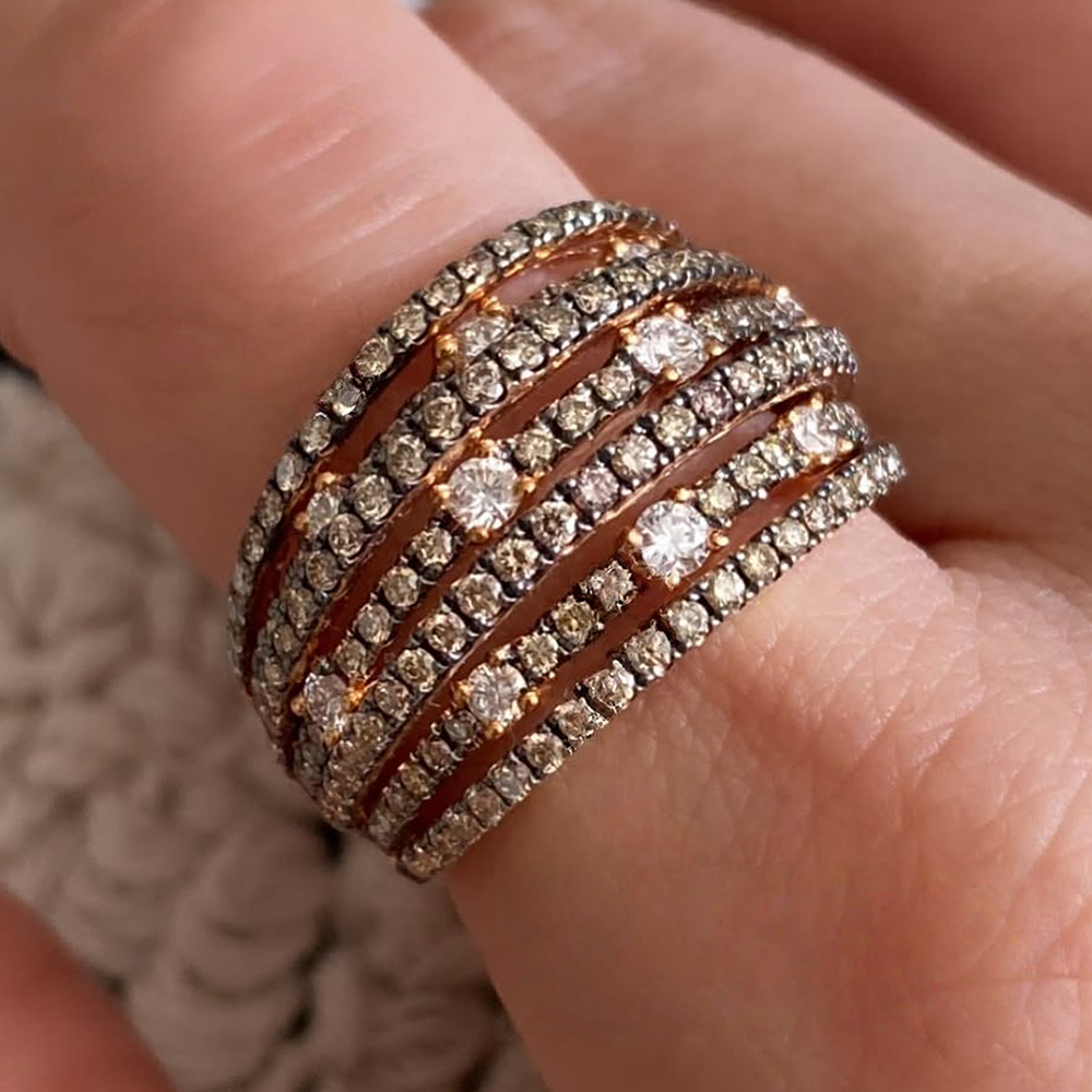 Round Cut White Sapphire Woven Wedding Band