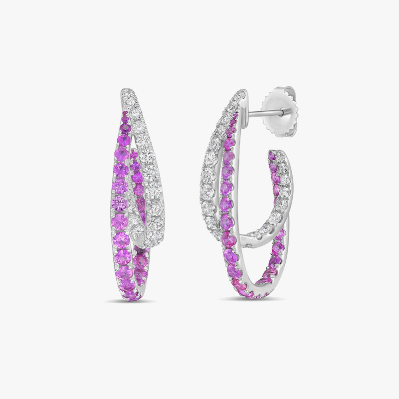 Fashion Round Cut Two-Tone Interwoven Double Hoop Earrings - 1 Pair (6 Color Options)