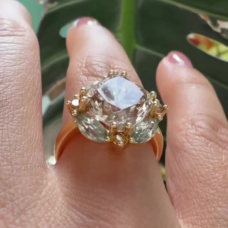 Fashion 2.5ct Cushion Cut White Sapphire & Multi-Stone Halo Engagement Ring