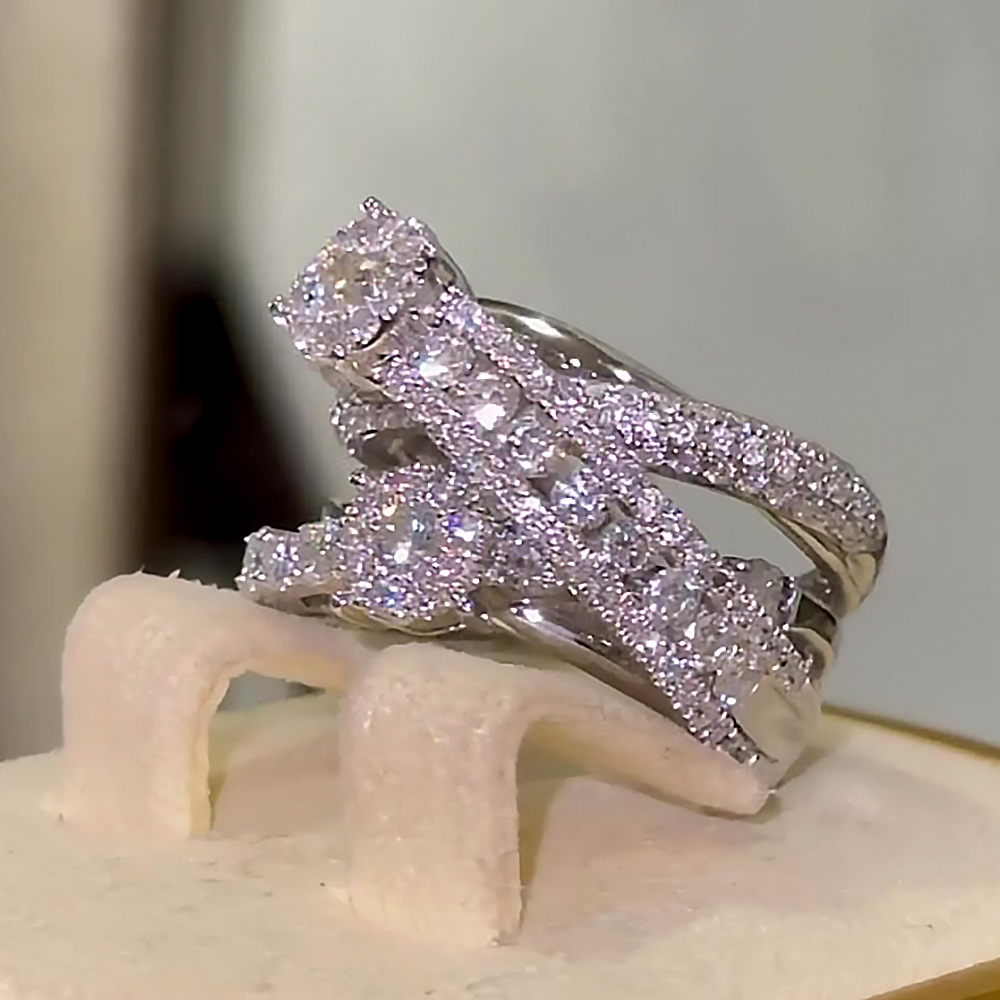 Multiloop design Round Cut White Sapphire Fashion Ring