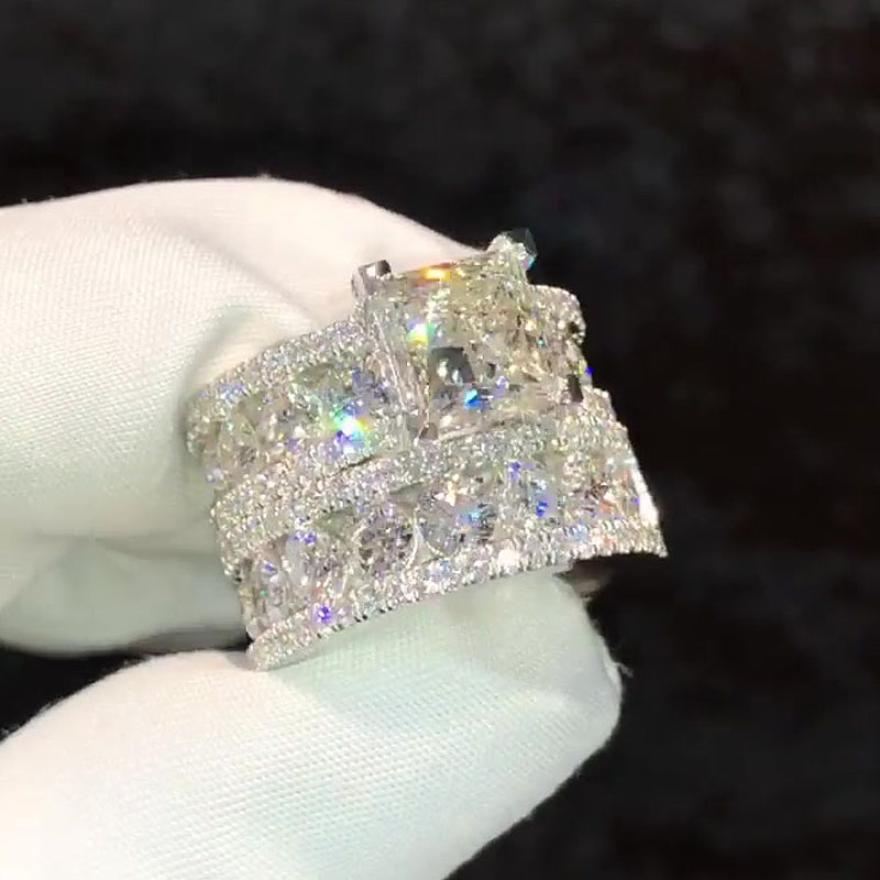 3ct Princess Cut White Sapphire Wedding Set