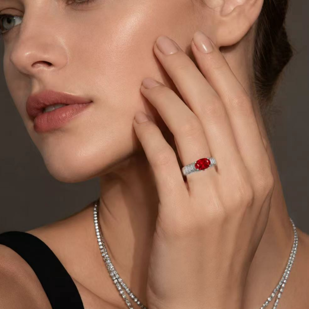 Original Design - 2ct Oval Cut Ruby sapphire Engagement Ring