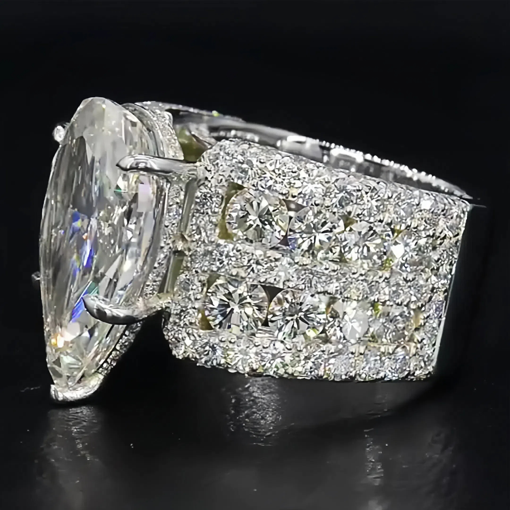 6ct Pear Cut White Sapphire Engagement Ring