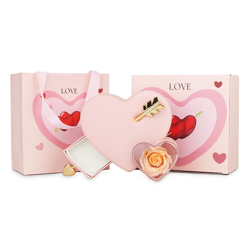 Heart-pierced Pink Rose Jewelry Box
