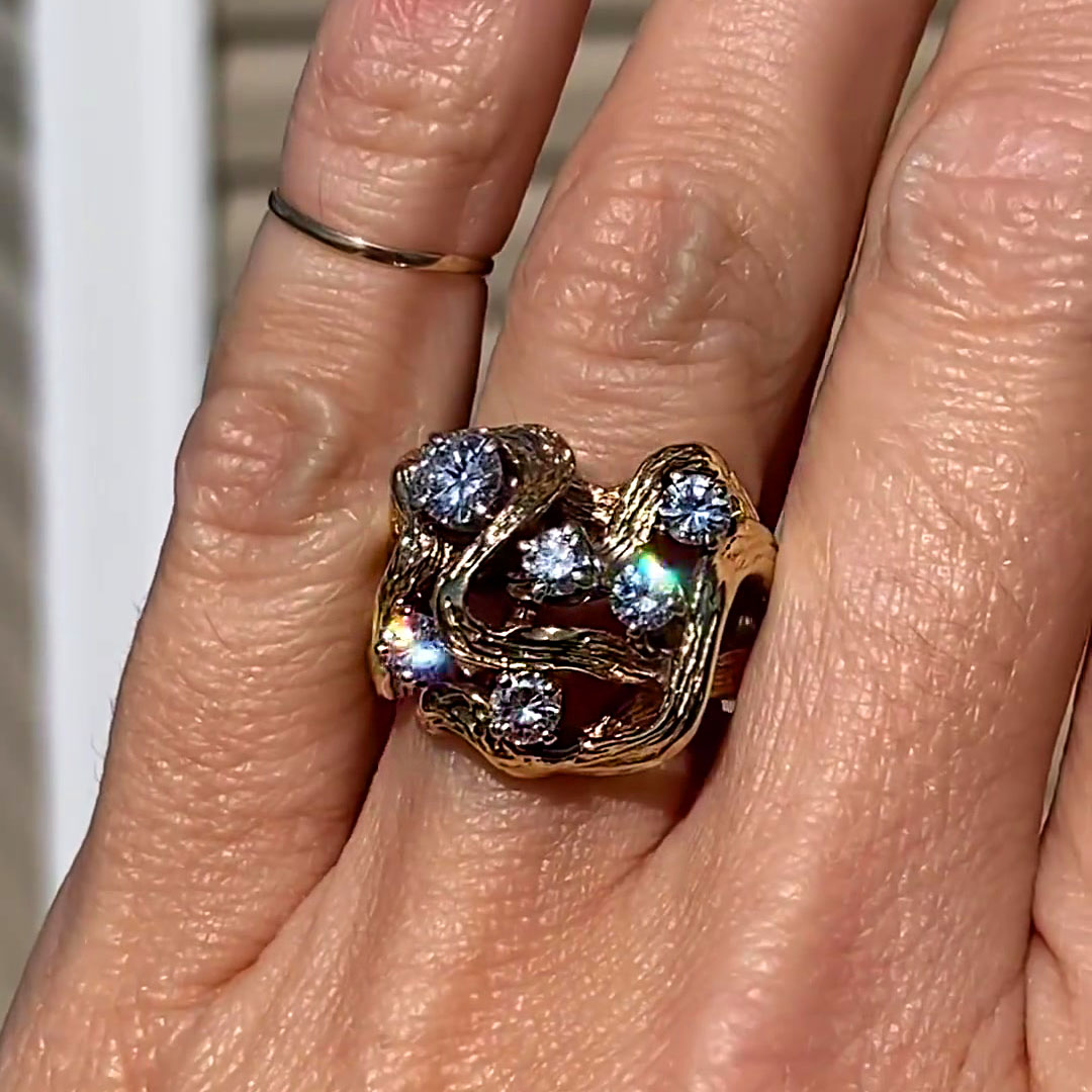 5.25ct Unique Design Round Cut White Sapphire Eternity Ring