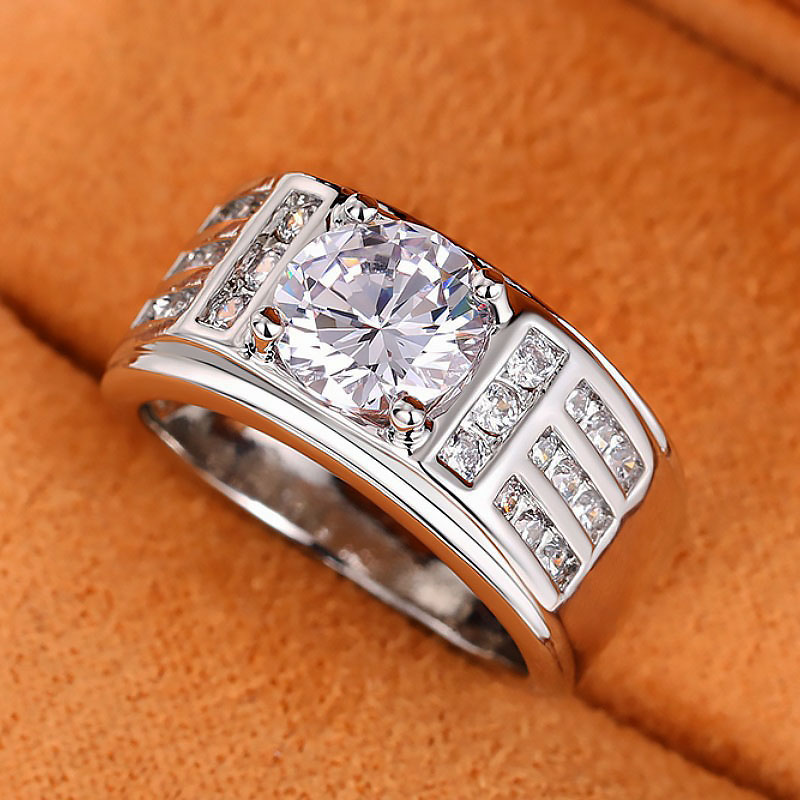 5ct Round Cut White Sapphire Men's Engagement Ring