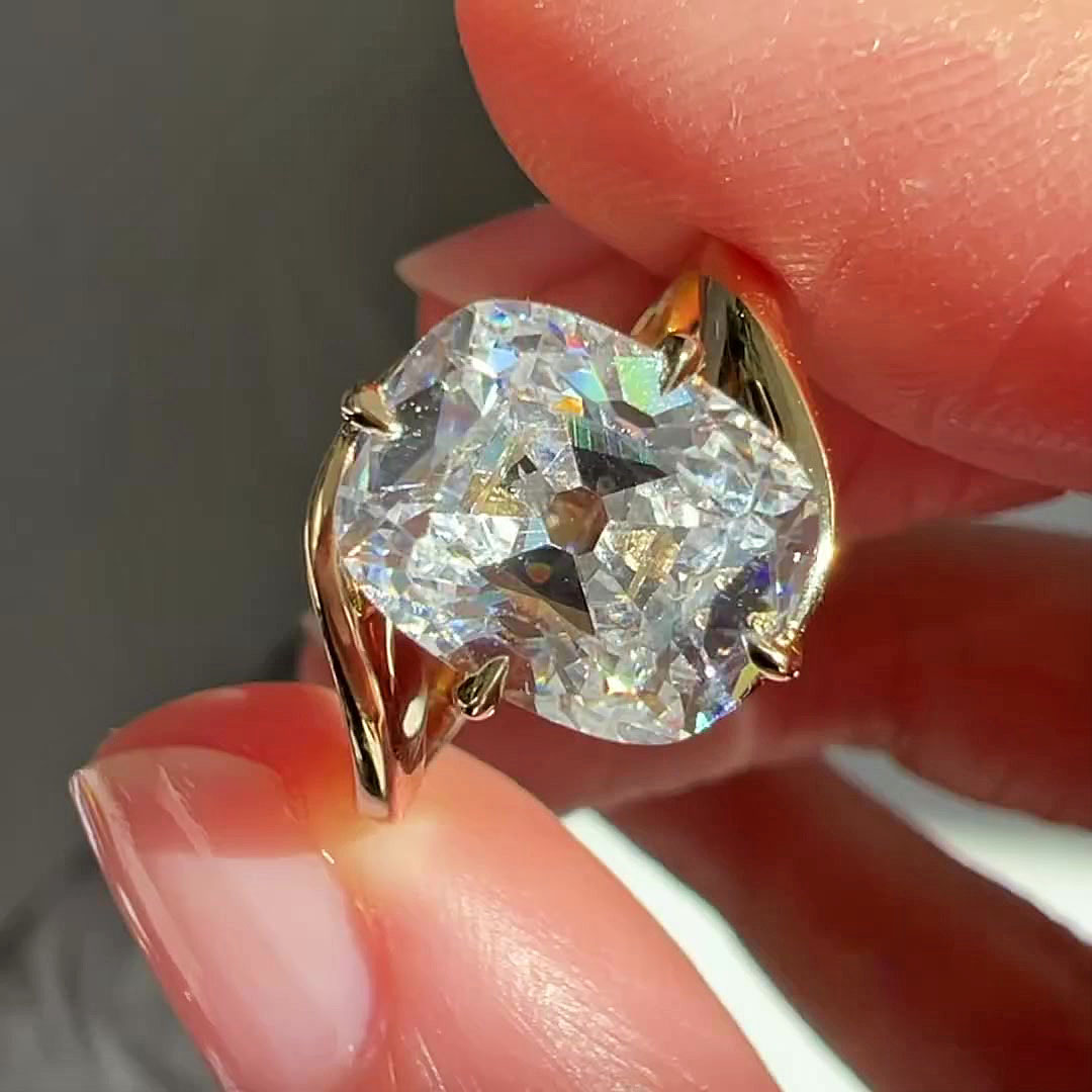 5ct Cushion Cut White Sapphire Wedding Set