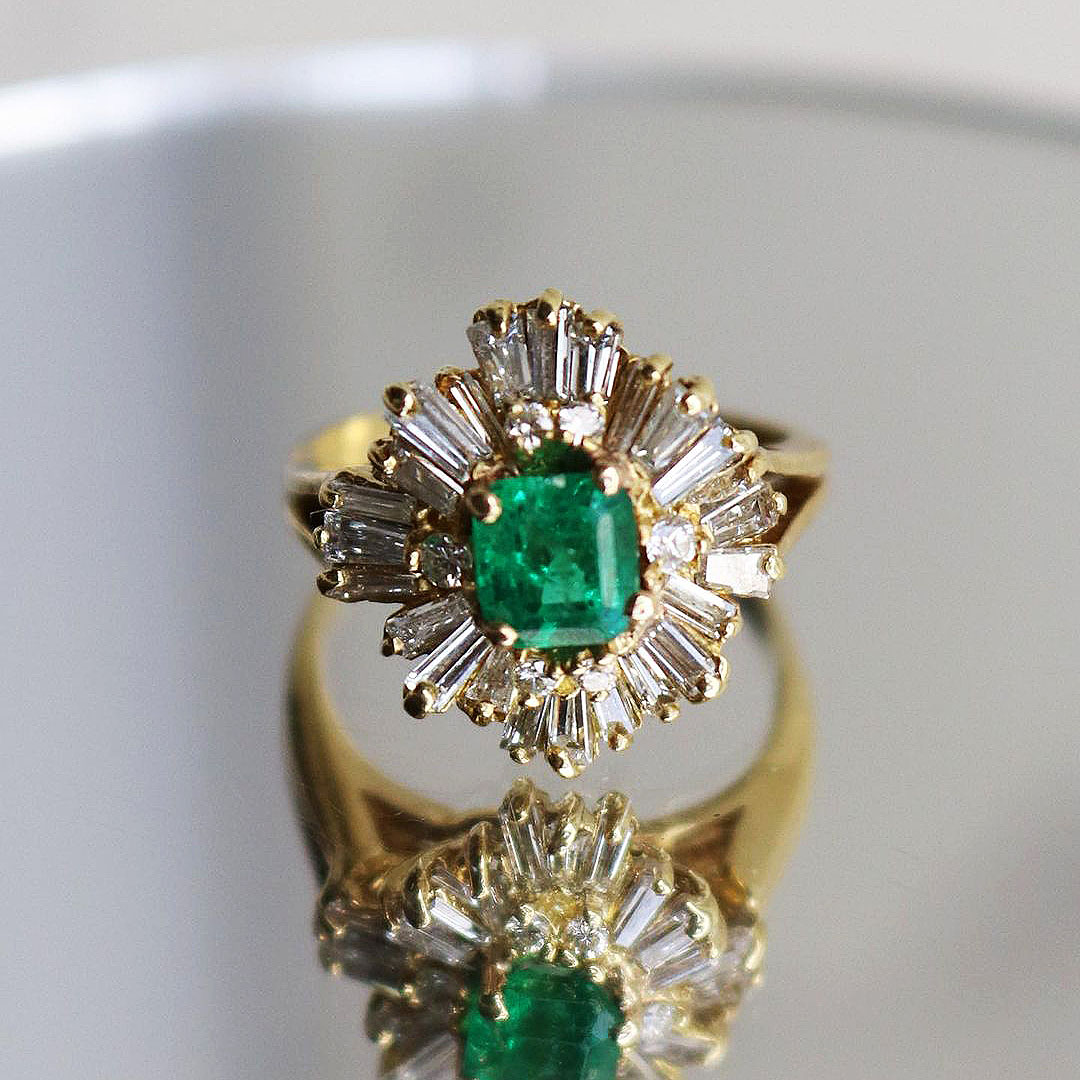 1.5ct Halo Radiant Cut Emerald Sapphire Engagement Ring