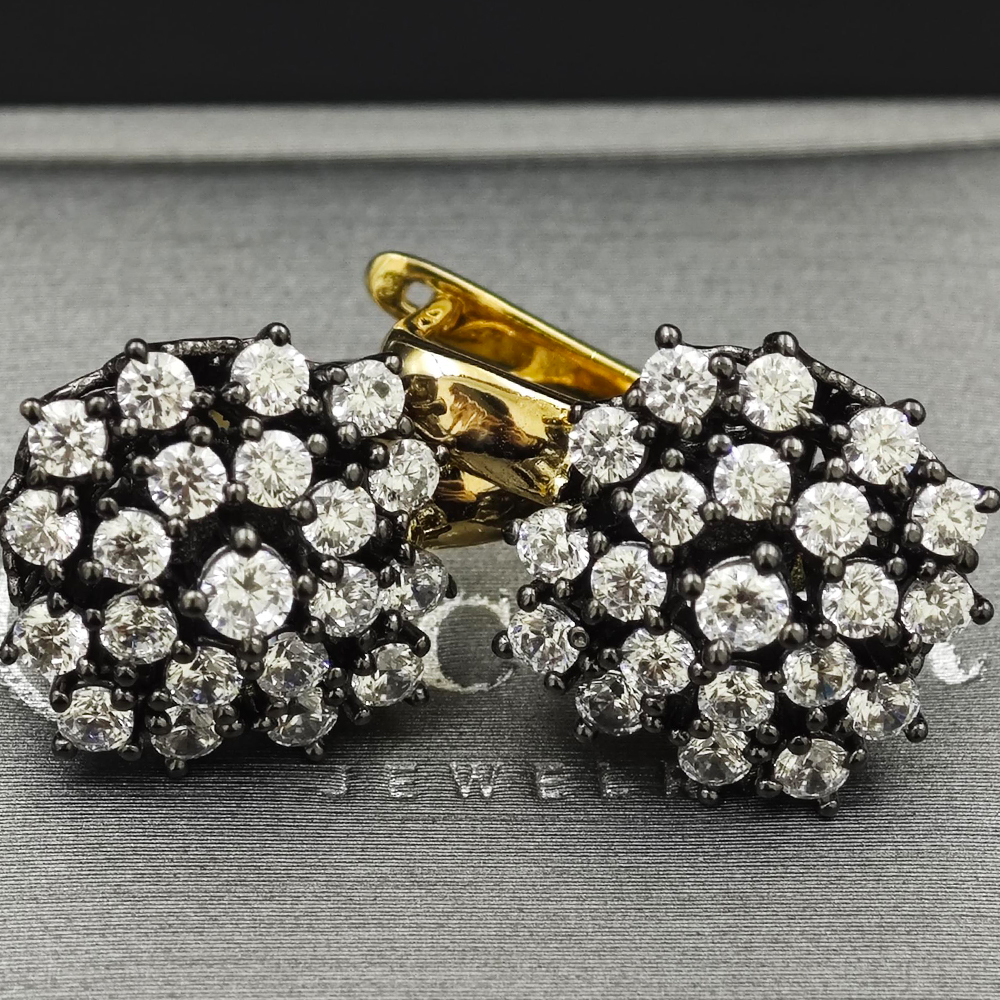 Fashion Round Cut White Sapphire Rings&Earrings Set/2pcs