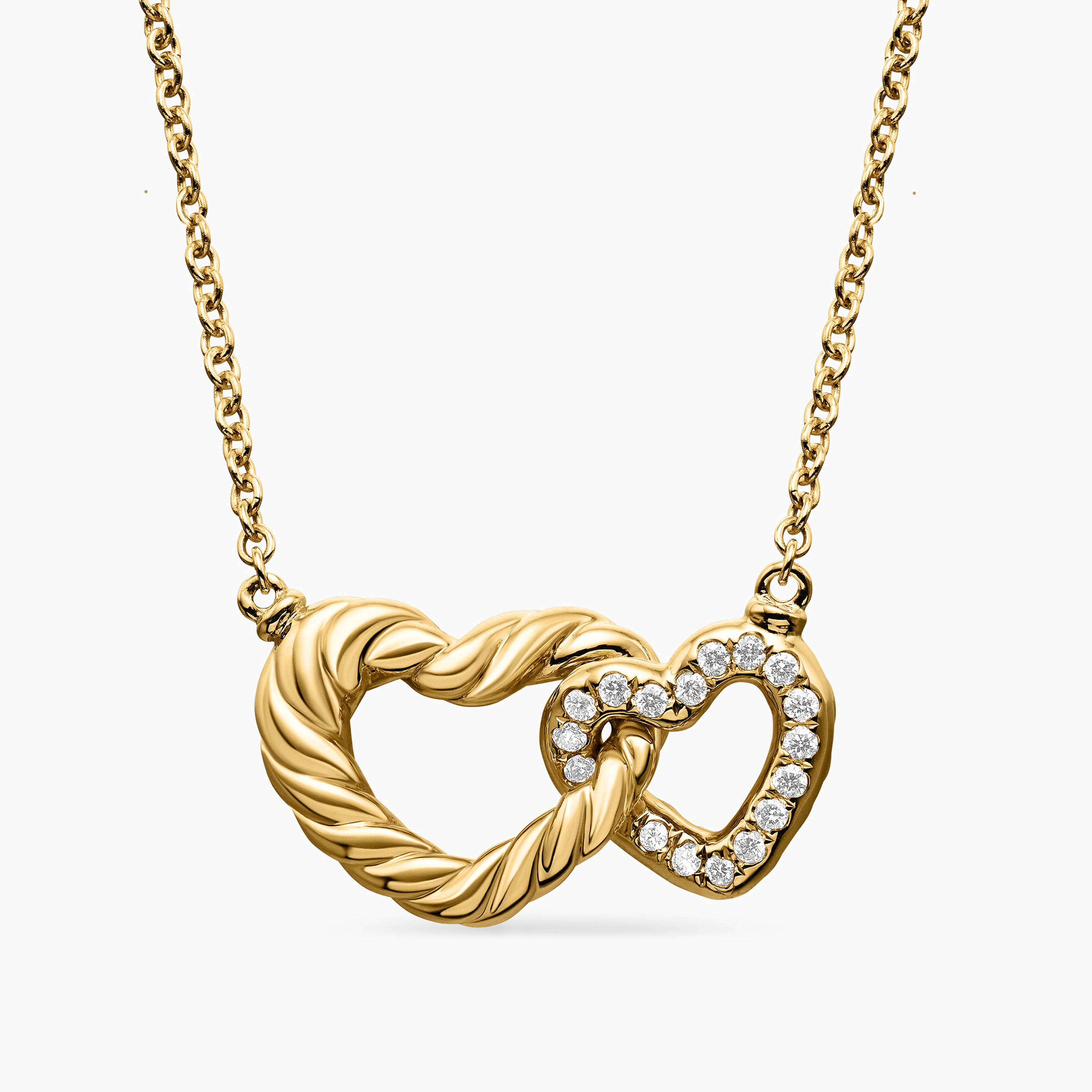 Heart Shape Diamond Interlocking Pendant Necklace