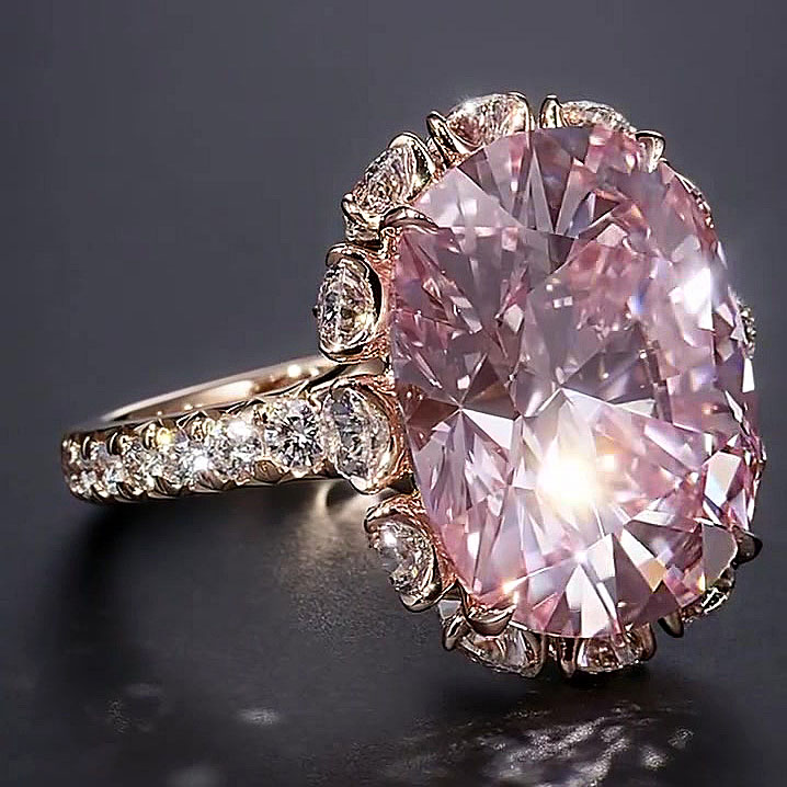 8.75ct Cushion Cut Fancy Pink Sapphire Engagement Ring