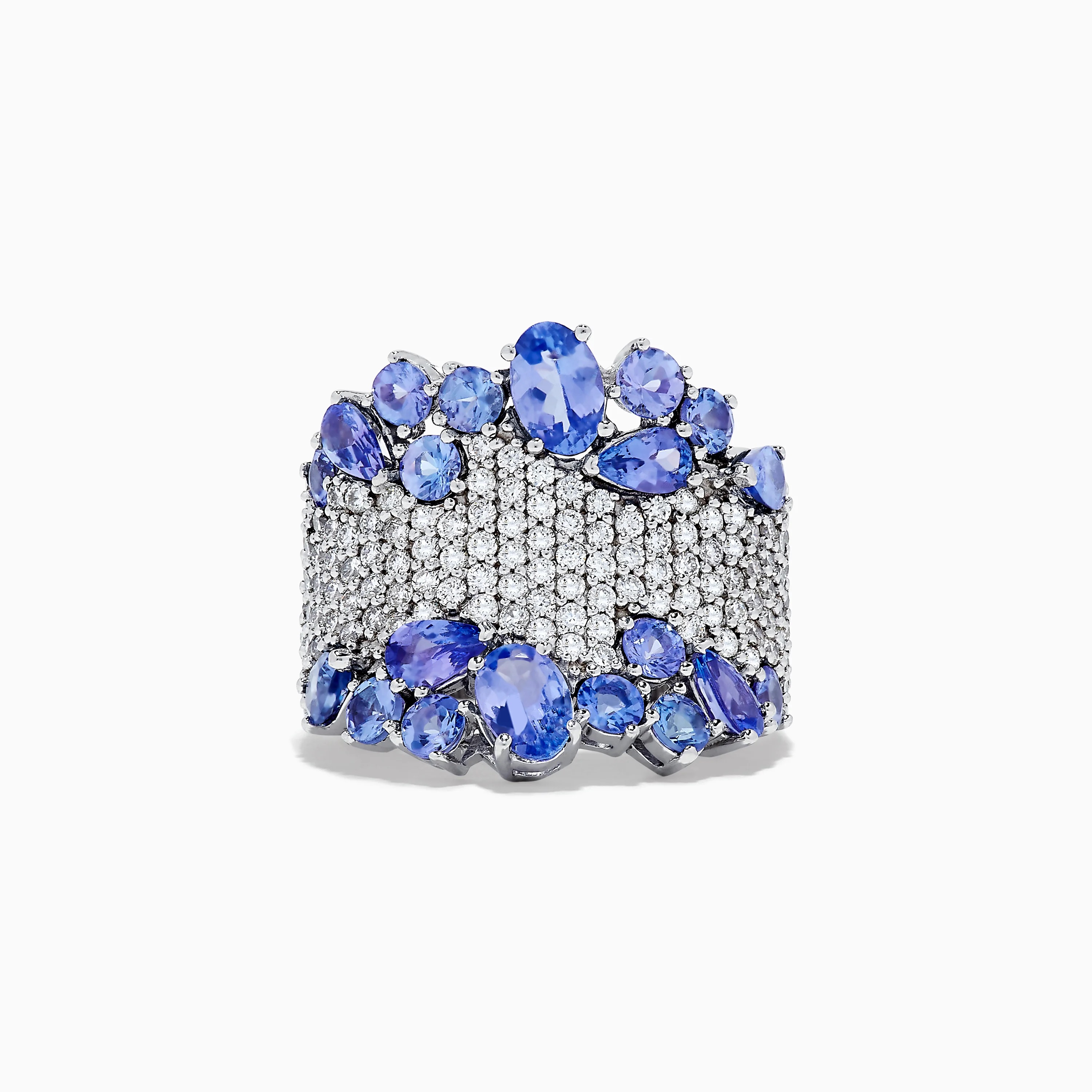 9.48ct Multi-cut Blue&White Sapphire Cocktail Ring
