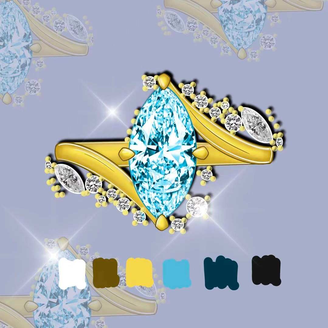 3ct Marquise Cut Fancy Aquamarine Sapphire Engagement Ring