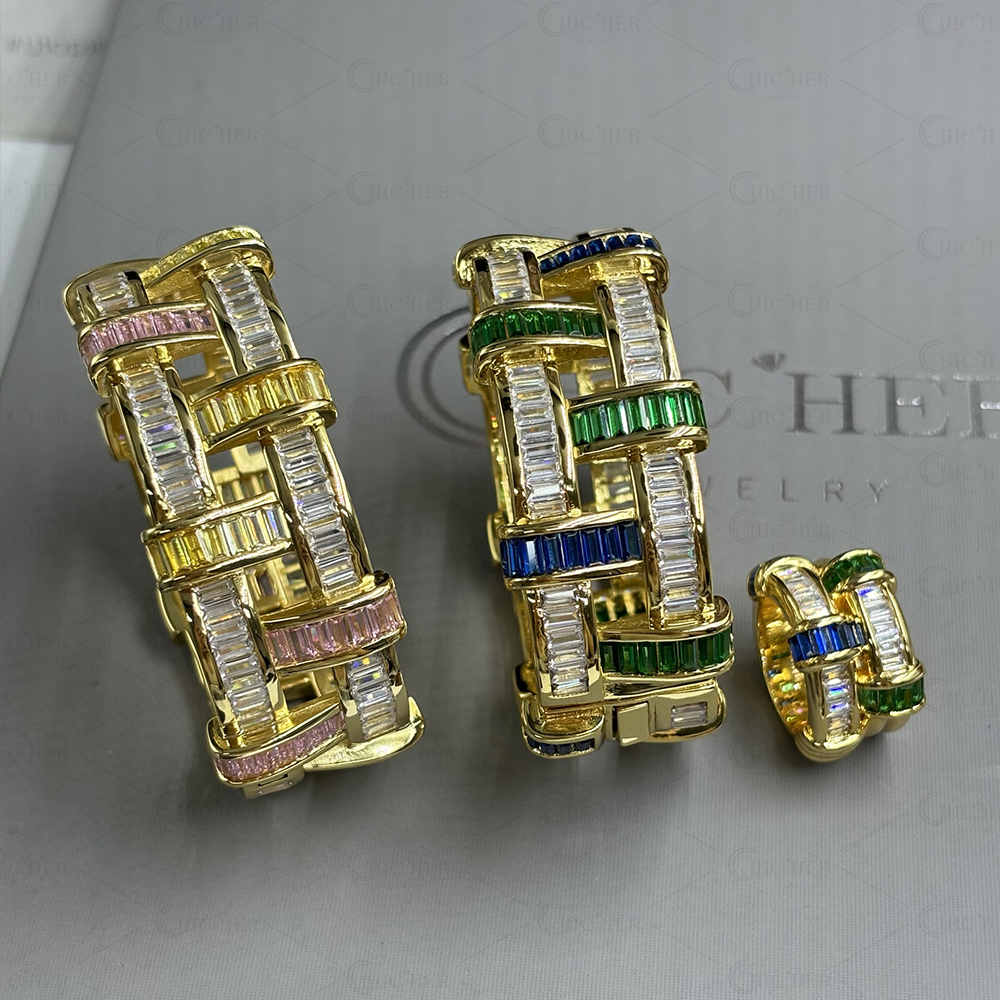 Emerald Cut Multi-color Three-tone Gemstone Bracelet