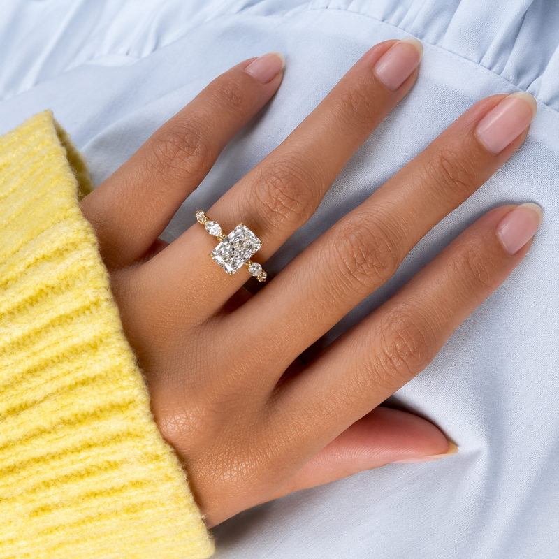 Classic 2ct Crushed Ice Radiant Cut White Sapphire Engagement Ring