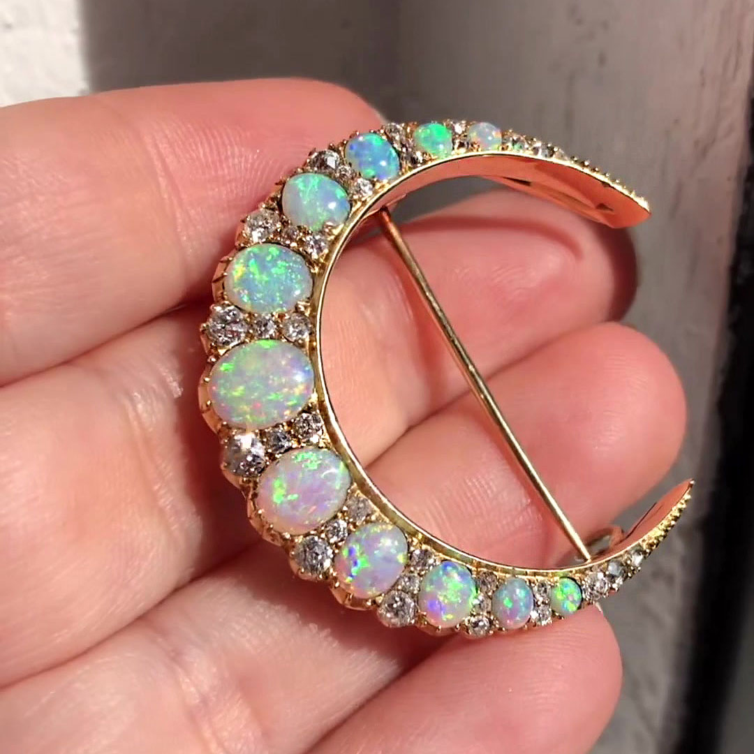 Oval Cut Opal Sapphire Brooch