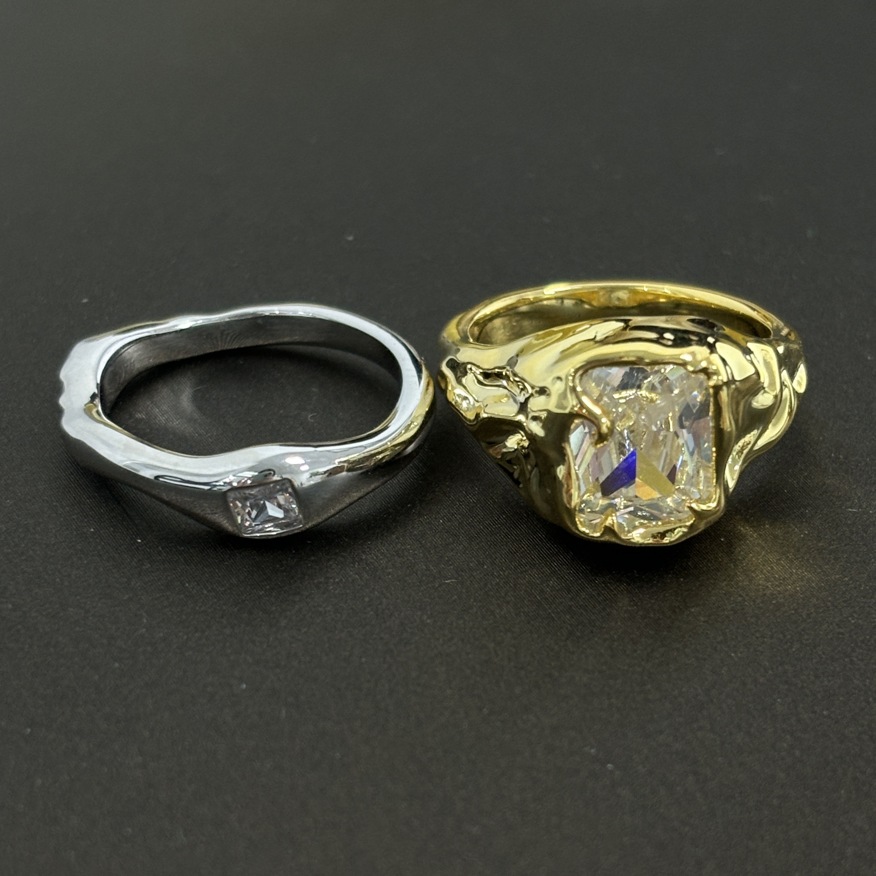 Art Deco Design 4ct Radiant Cut White Sapphire Ring Set