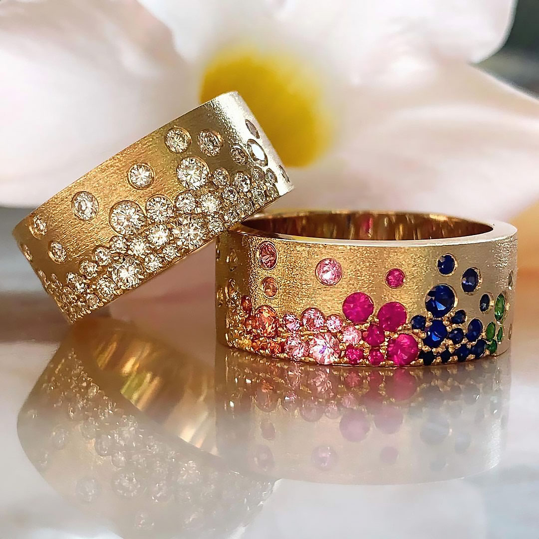 6.55ct Round Cut Rainbow Sapphire Eternity Ring