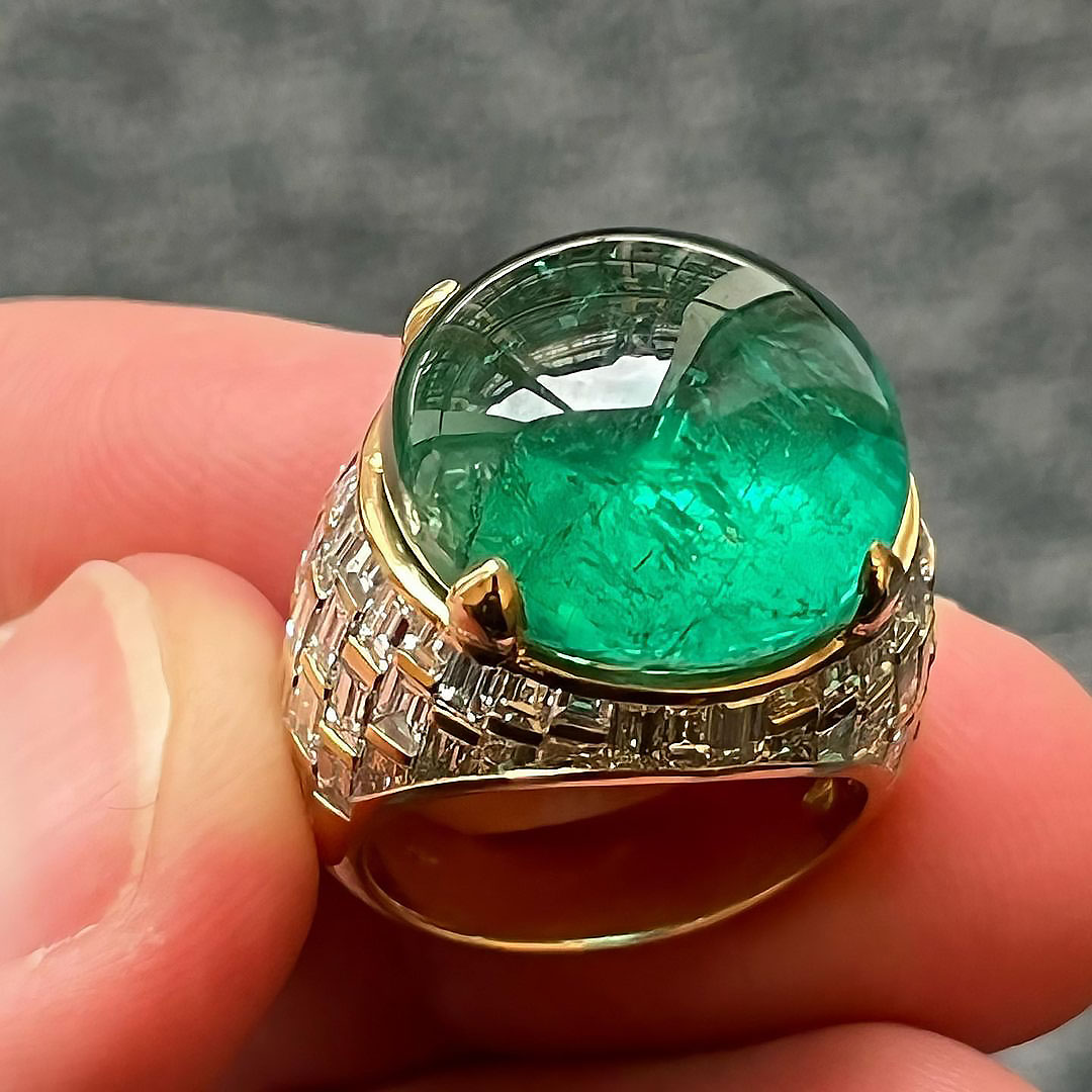 9.55ct Round Cut Emerald Sapphire Cocktail Ring