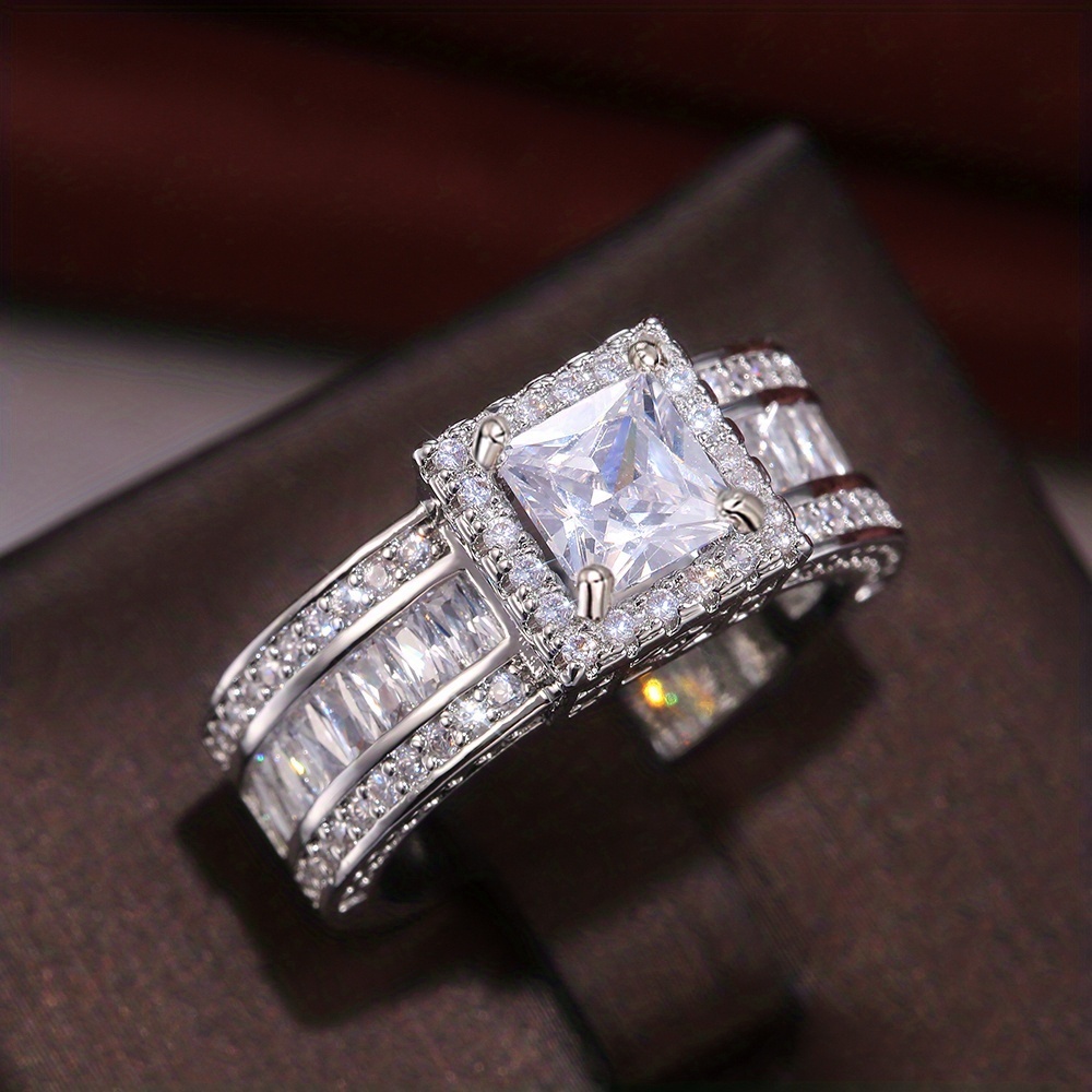 3ct Princess Cut White Sapphire Engagement Ring