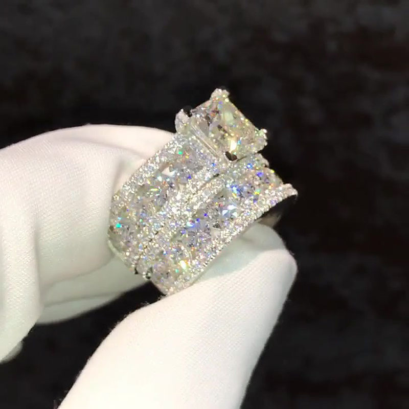 3ct Princess Cut White Sapphire Wedding Set