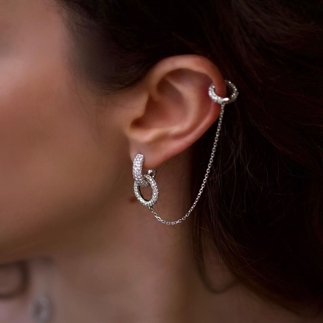 Round Cut White Sapphire Drop Earrings