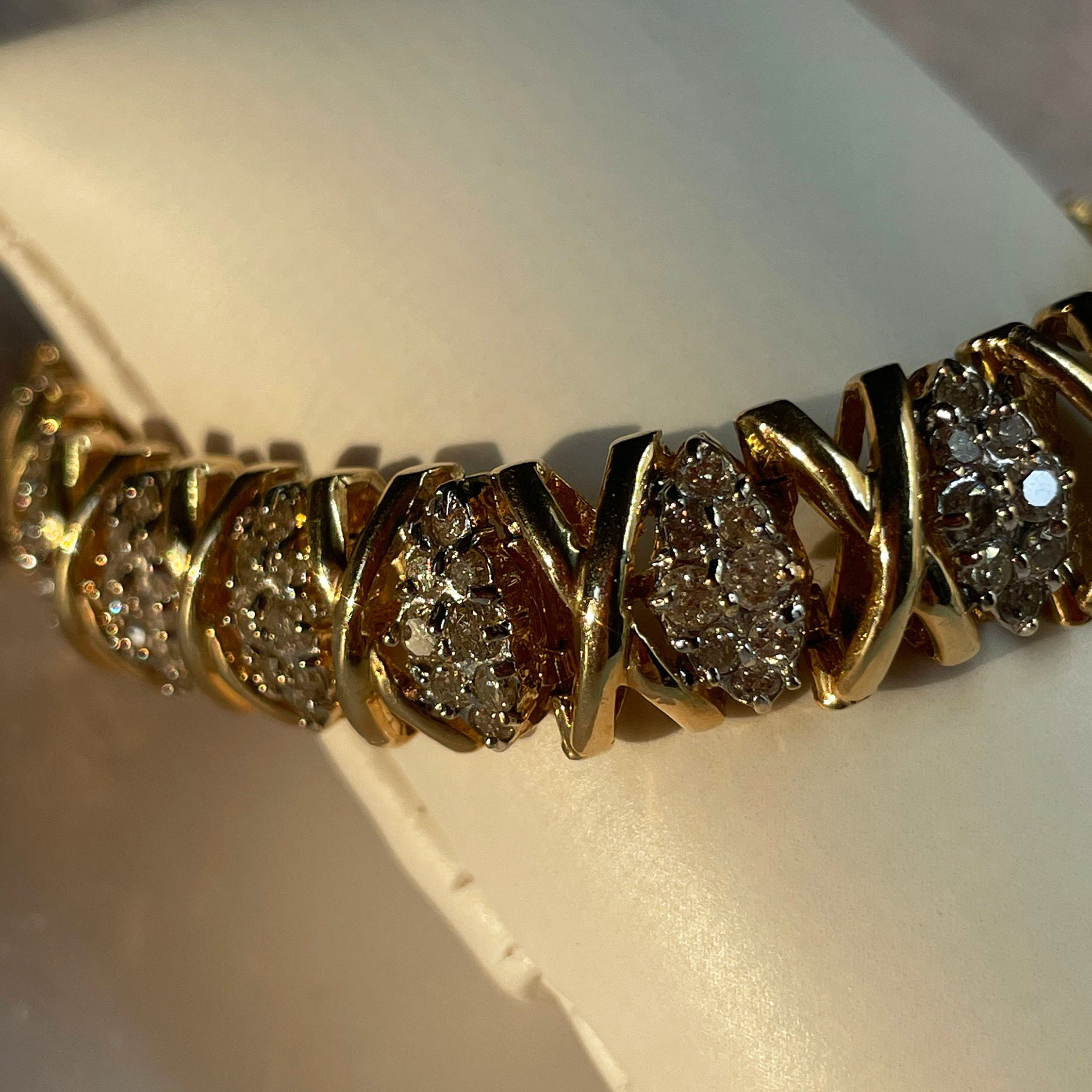 X-shape Design Round Cut Diamond Bracelet