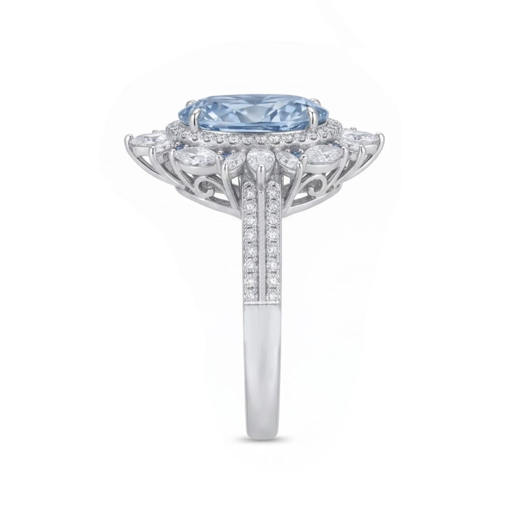 Original Design - 3ct Pear Cut Pink / Aquamarine Sapphire Engagement Ring