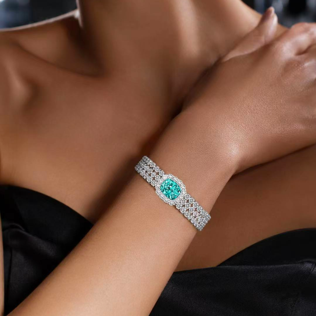 Original Design - Cushion Cut Paraiba Sapphire Bracelet